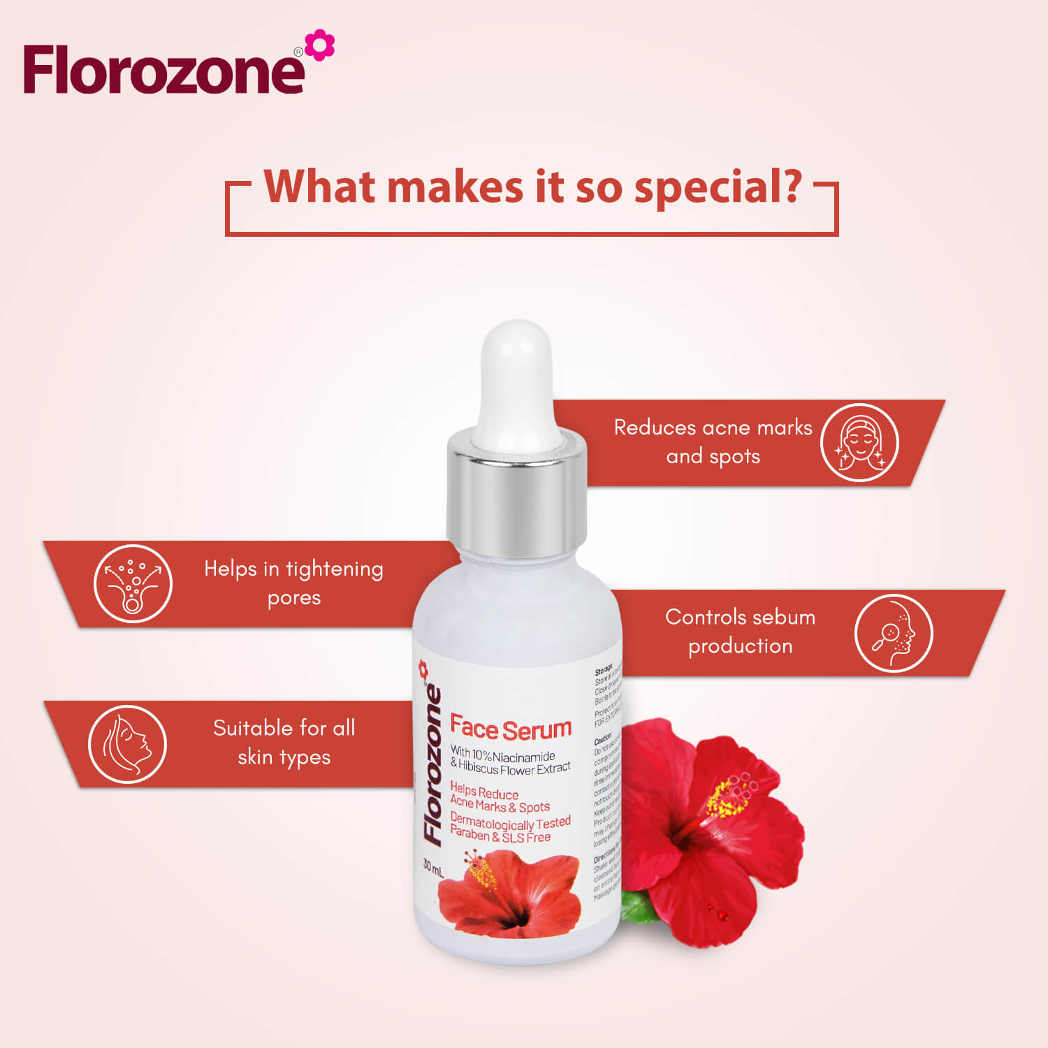 Florozone Face Serum with Hibiscus Flower extract & Niacinamide